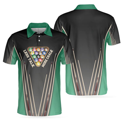 Billiards Balls Men Polo Shirt, Less Talk More Chalk Short Sleeve Shirt, Best Billiards Shirt For Male