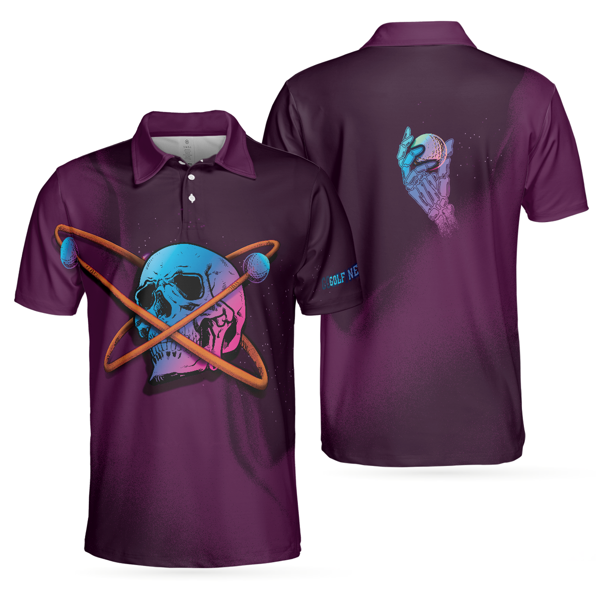 Artistic Skull Men Polo Shirt, Golf Never Die Golf Shirt For Men, Gift For Golfers