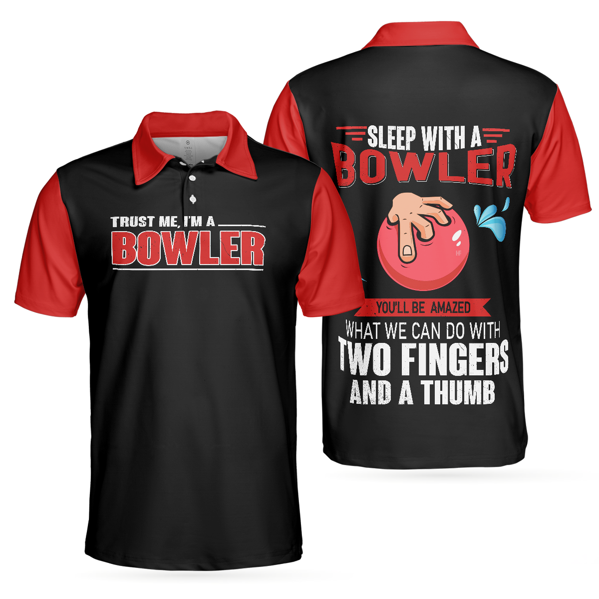 Sleep With Bowler Polo Shirt, Black And Red Bowling Short Sleeve Polo Shirt, Funny Shirt With Sayings - Perfect Gift For Men, Bowlers