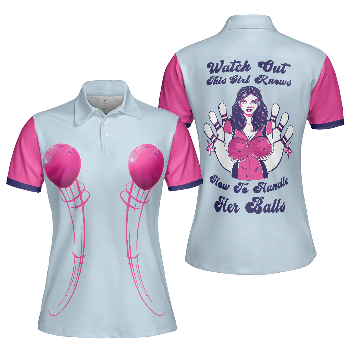 Bowling Women Polo Shirt, Watch Out This Girl Knows Short Sleeve Women Polo Shirt - Perfect Gift For Women, Bowlers