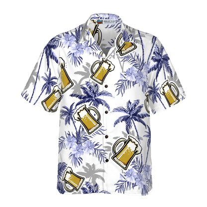 Beer Coconut Tree Hawaiian Shirt, Beer Mug Yellow Hawaiian Shirt, Beer Tropical Summer Aloha Shirt For Men, Perfect Gift For Beer Lovers, Friends, Husband, Boyfriend, Family