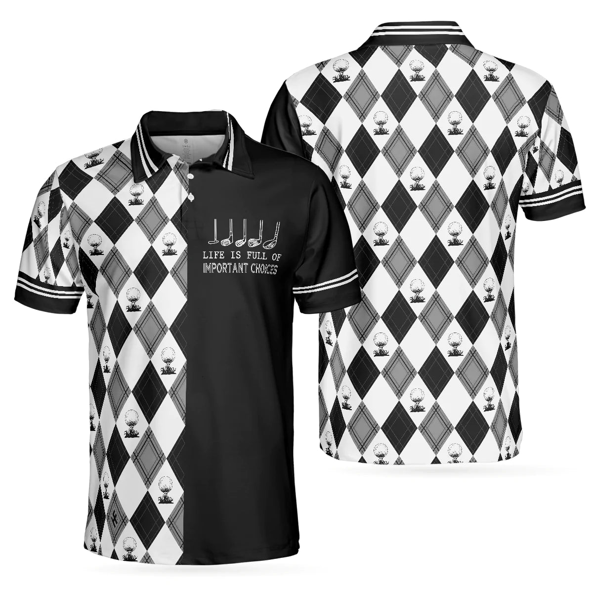 Life Is Full Of Important Choices Golf Polo Shirt, Black And White Golf Pattern Polo Shirt, Best Golf Shirt For Men