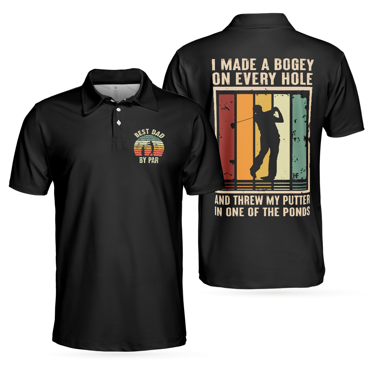 Best Golf Gift Idea For Dad Men Polo Shirt, Golf Best Dad By Par Polo Shirt, Black Golf Shirt With Sayings, Father's Day Gift For Golfers