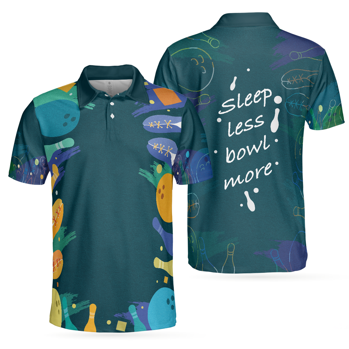 Sleep Less Bow More Mens Green Bowling Polo Shirt, Best Polo Shirt For Bowling Lovers - Perfect Gift For Men, Bowling Players