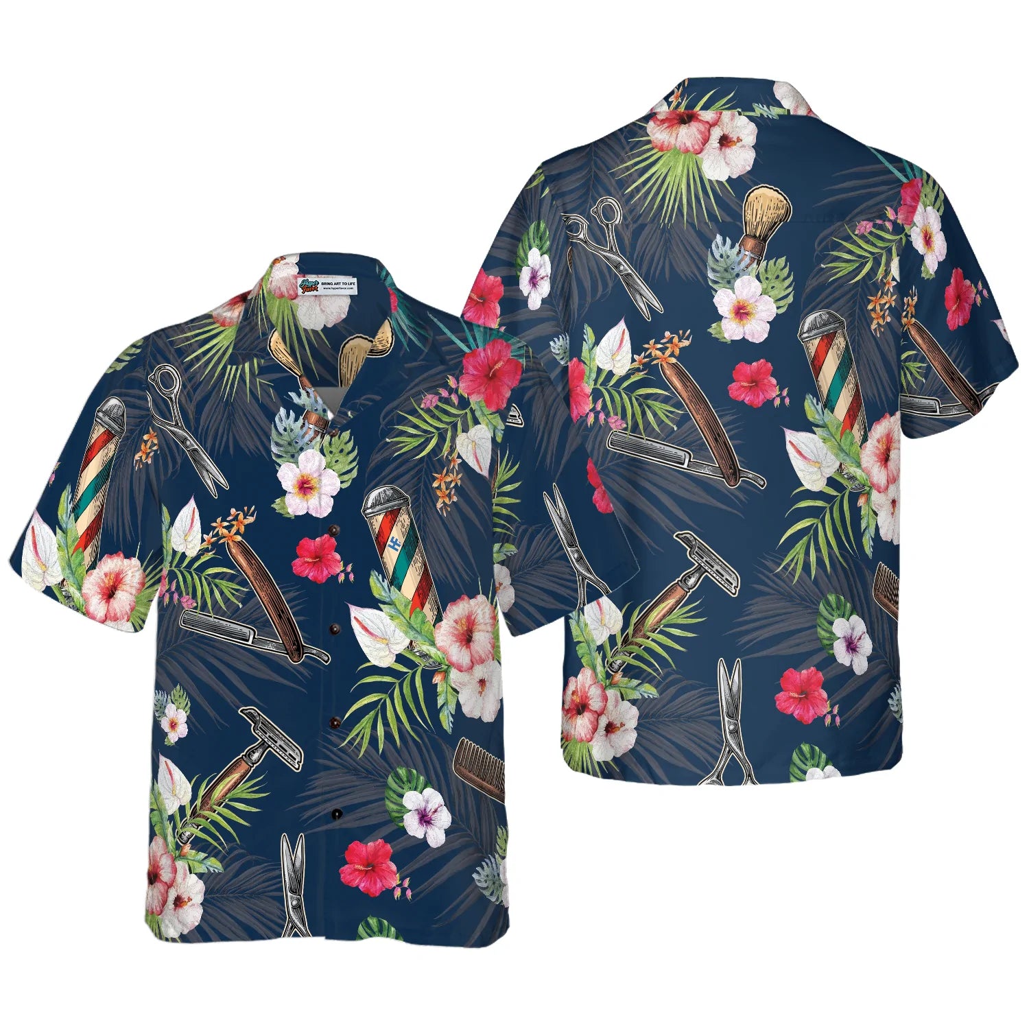 Barber Tools Tropical Pattern Hawaiian Shirt, Barber Symbol Aloha Shirt Summer For Men, Best Gift For Barber, Summer, Husband, Boyfriend