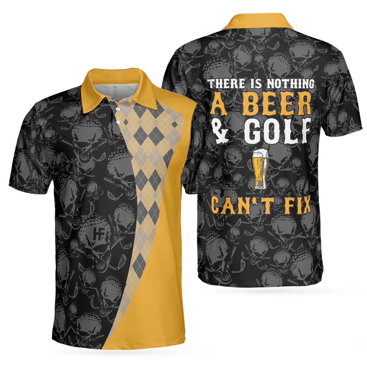 There Is Nothing A Beer And Golf Can't Fix V2 Polo Shirt, Skull Plaid Pattern Golf Shirt, Best Golf Drink Shirt - Perfect Gift For Men