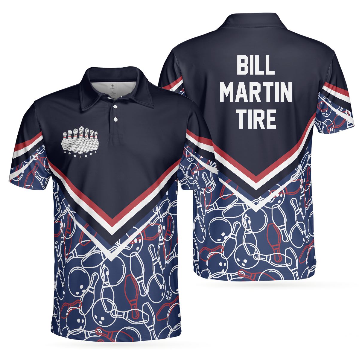 Bowling Men Polo Shirt - Bowling Seamless Pattern Men Polo Shirt, Bill Martin Tire Shirt For Men - Perfect Gift For Friend, Family, Bowling Lovers