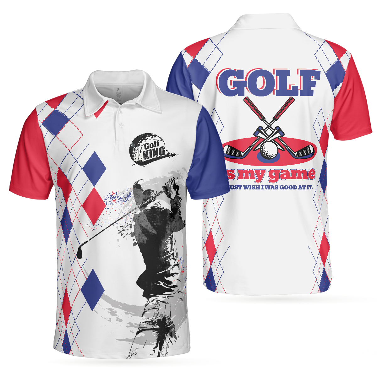 Golf Is My Game I Just Wish I Was Good At It Golf Polo Shirt, Crossed Golf Clubs Shirt Design, Basic Golf Shirt