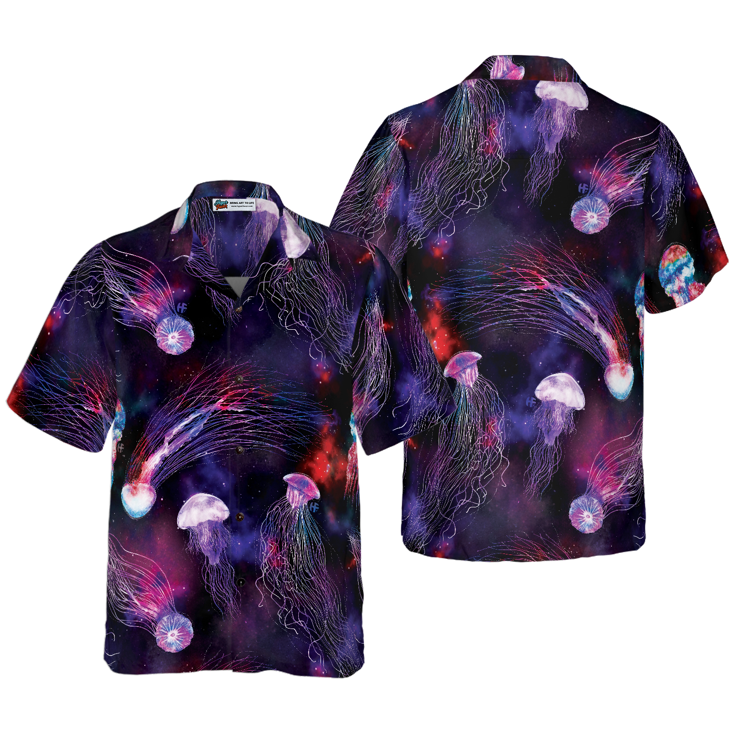 Bright Night Galaxy With Jellyfishes Hawaiian Shirt, Best Gift For Friend, Family