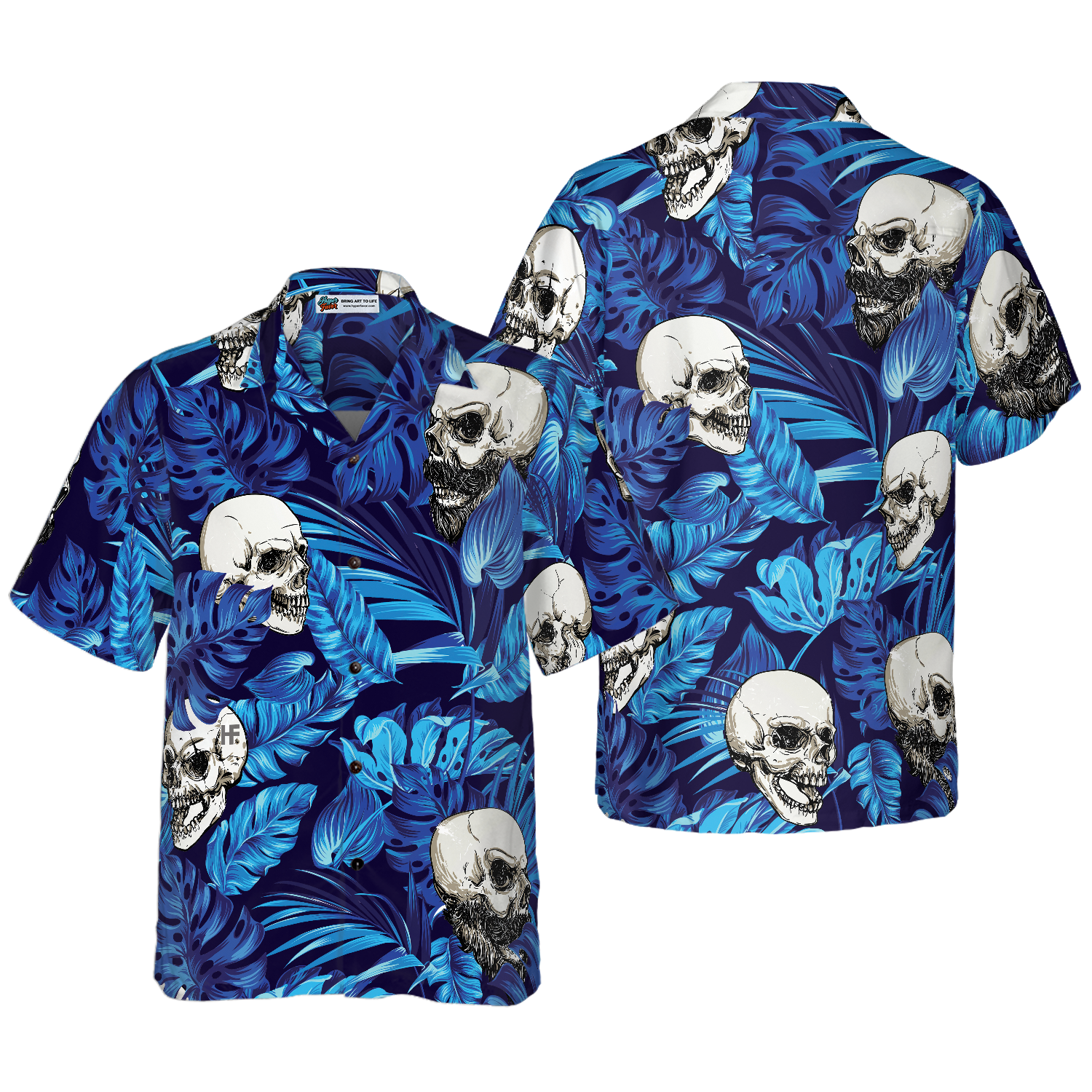 Blue Tropical Floral Summer And Skull Hawaiian Shirt, Best Gift For lover, Friend, Family