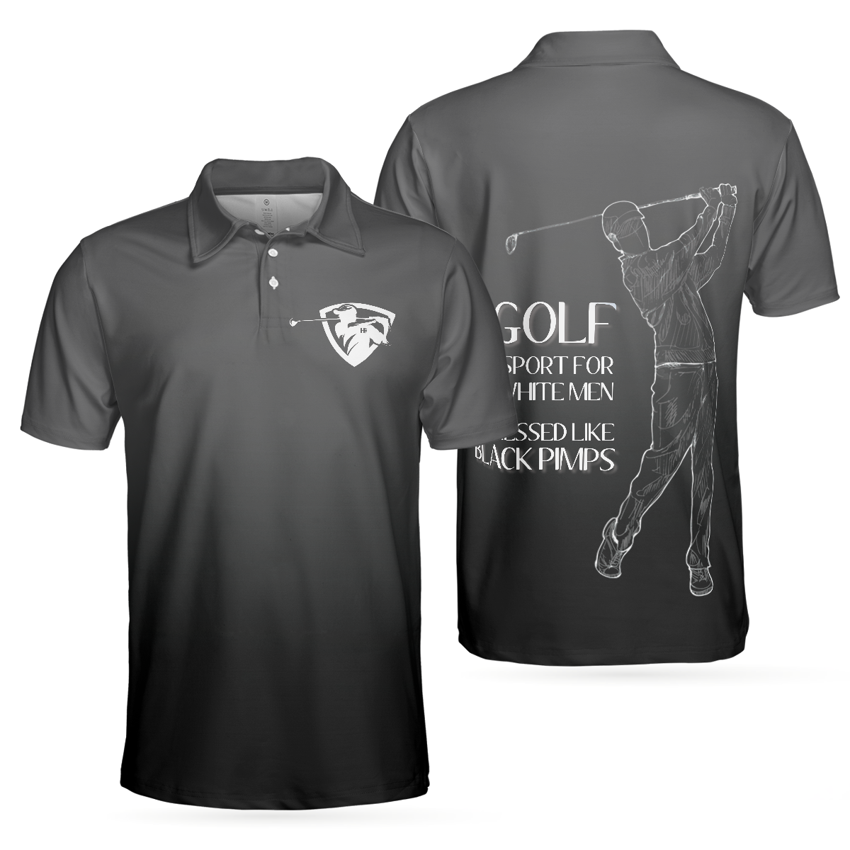 Golf Black Pimps Polo Shirt For Men, Funny White Men Golfing Polo Shirt - Best Gift For Golf Lovers