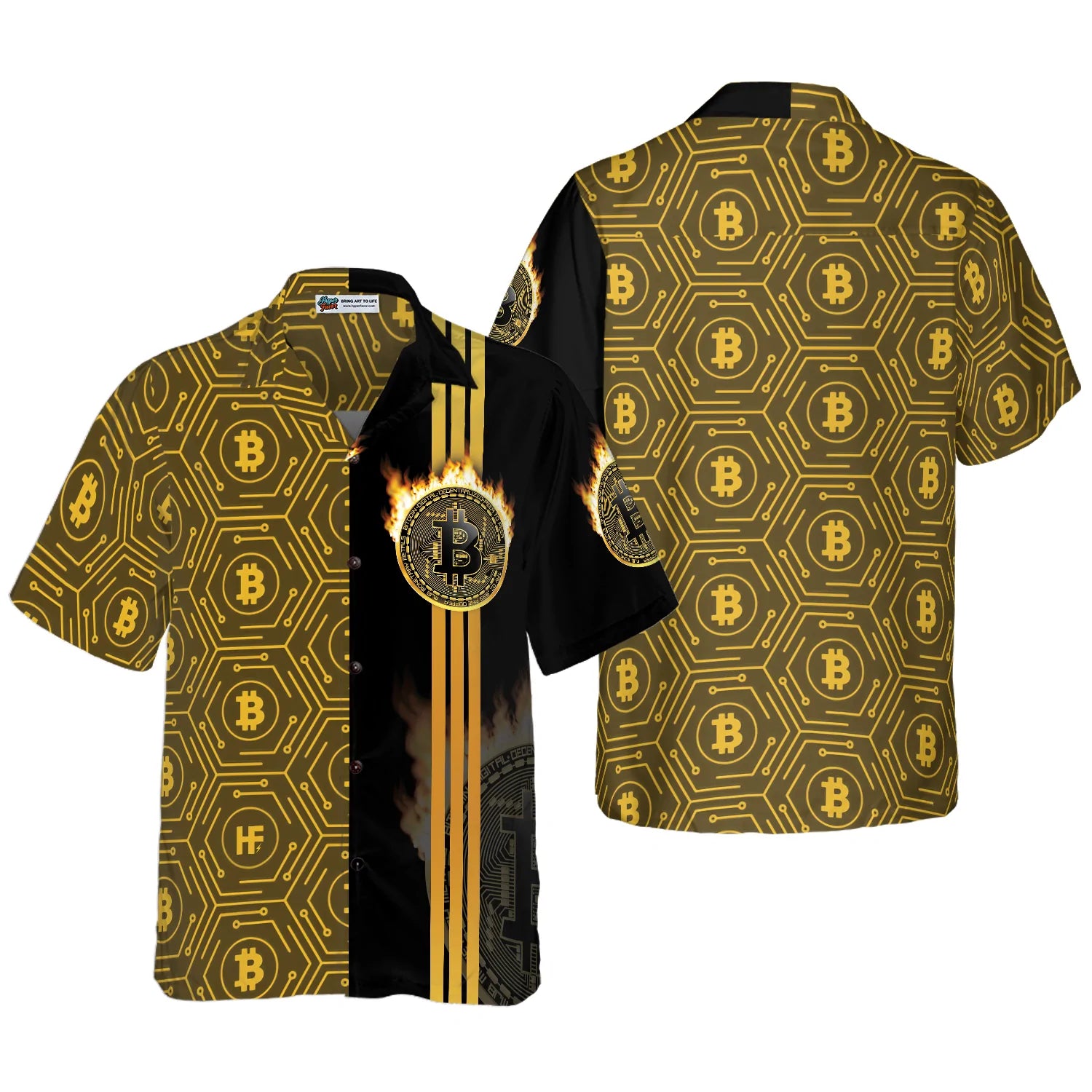 Bitcoin Flame Hawaiian Shirt, Bitcoin Aloha Shirt For Men - Perfect Gift For Bitcoin Lovers, Family, Friends, Husband, Boyfriend