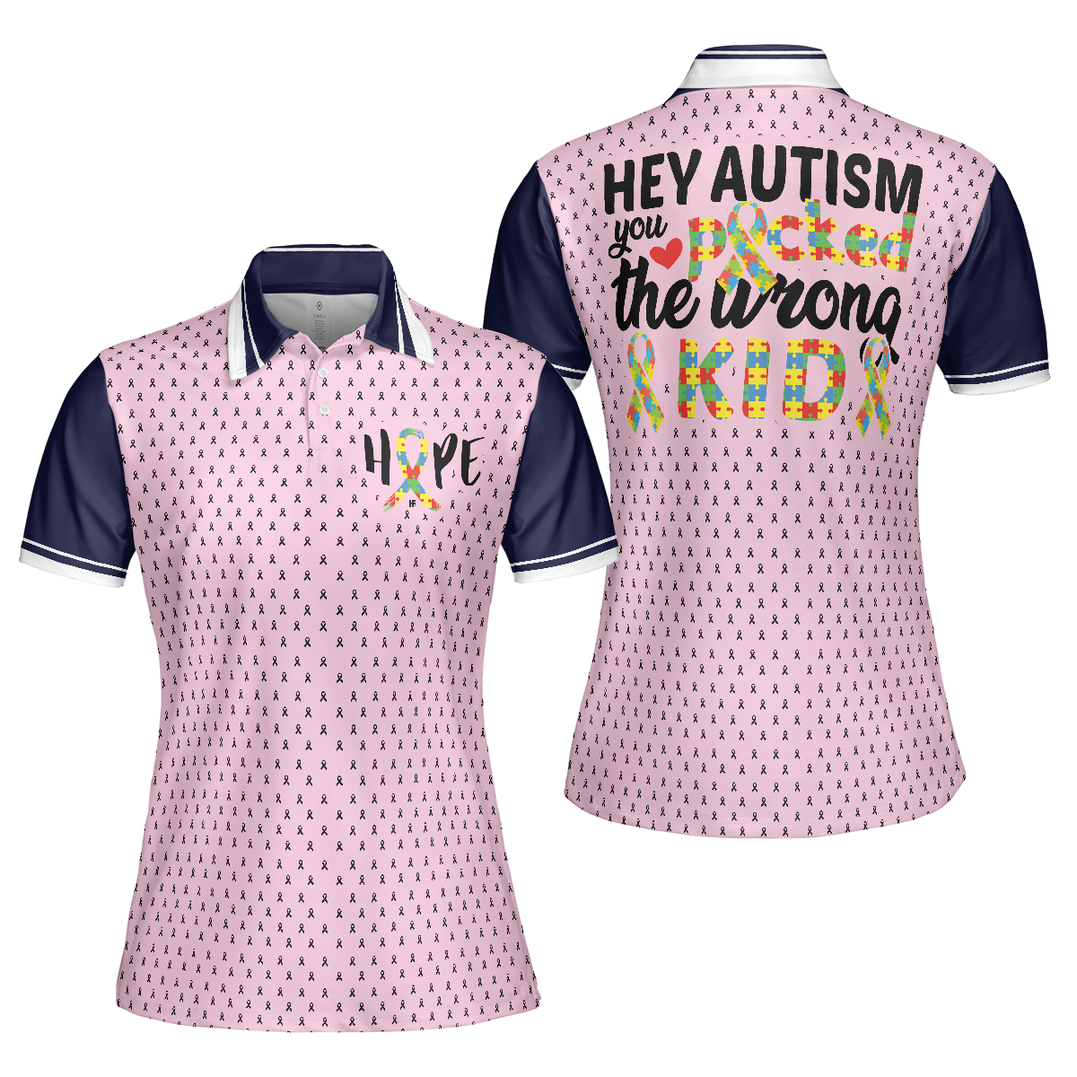 Women Polo Shirt - Autism Picked The Wrong Kid Autism Awareness Women Polo Shirt - Gift For Golfer - Autism Awareness Women Polo Shirt