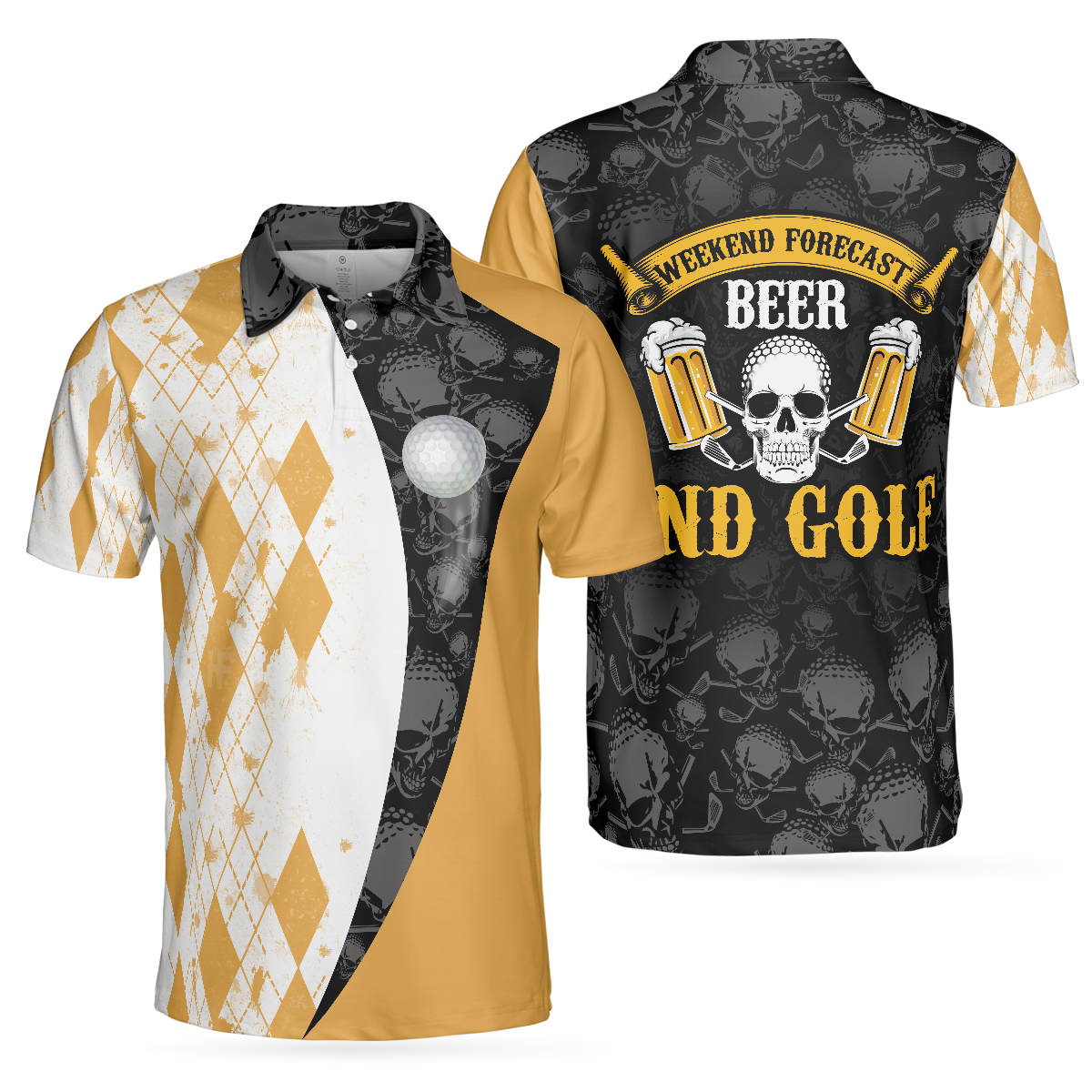 Golf Men Polo Shirt, Weekend Forecast Beer With Skeleton Polo Shirt - Perfect Gift For Men, Golfers