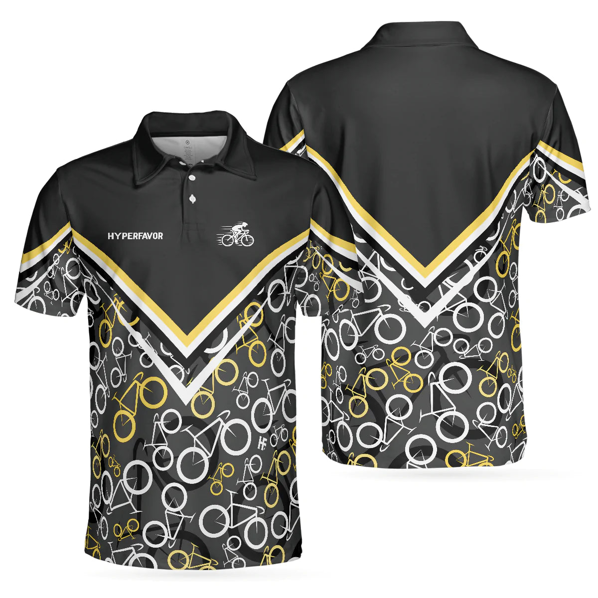 Road Bikes Pattern Polo Shirt, Cycling Polo Shirt For Cyclists, Sporty Cycling Shirt For Men And Women