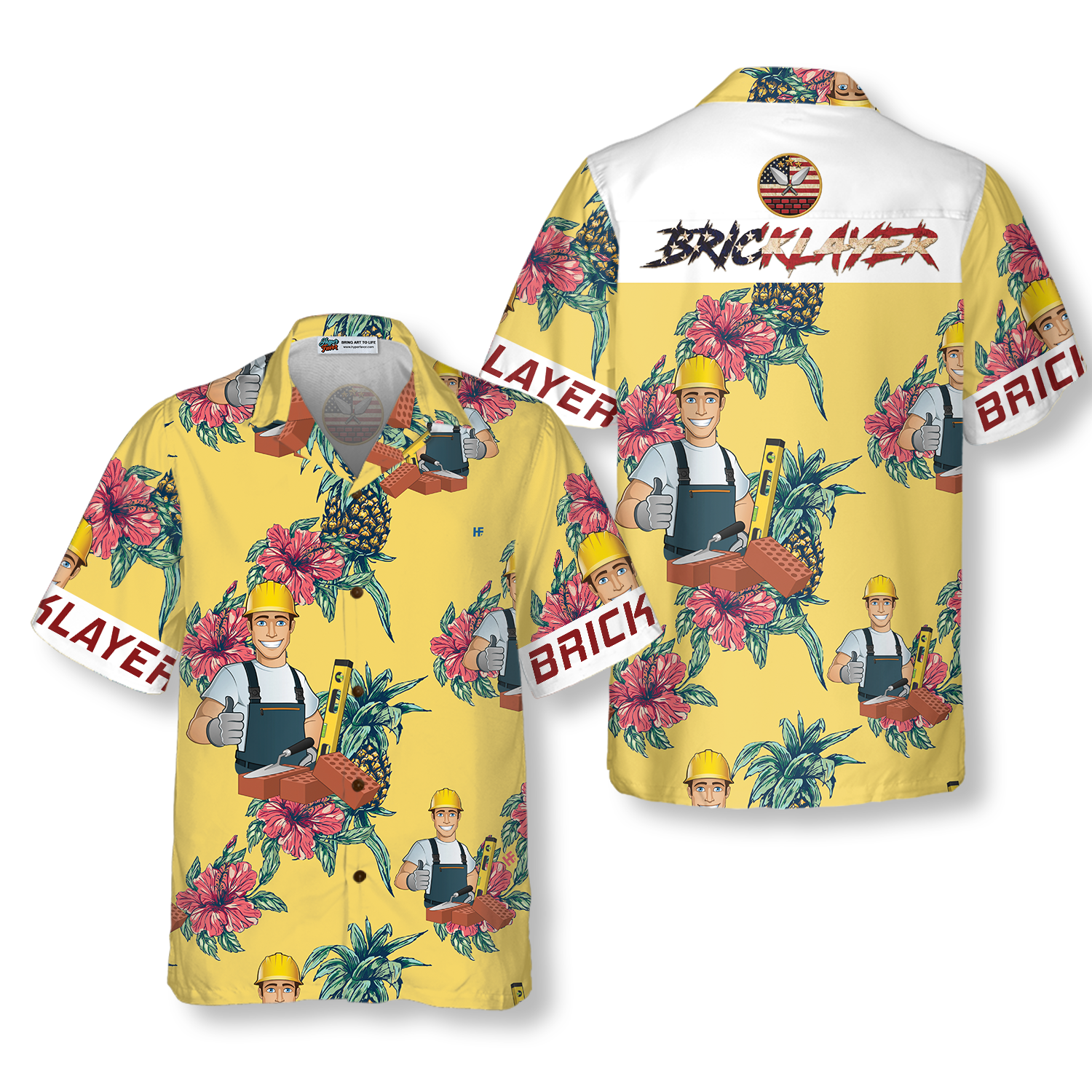 Bricklayer Pineapple Seamless Pattern Hawaiian Shirt, Best Gift For Bricklayer, Friend, Family