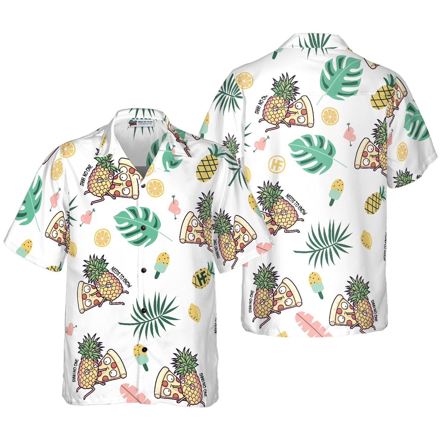 Cartoon Pizza Pineapple Hawaiian Shirt, Pineapple Hawaiian Shirt, Best Gift For Cartoon Lover, Friend, Family