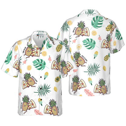 Cartoon Pizza Pineapple Hawaiian Shirt, Pineapple Hawaiian Shirt, Best Gift For Cartoon Lover, Friend, Family