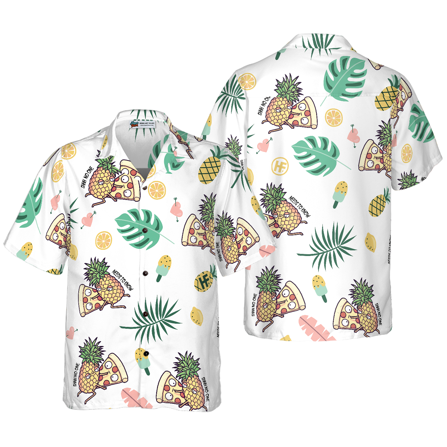 Cartoon Pizza Pineapple Hawaiian Shirt, Pineapple Hawaiian Shirt, Best Gift For Cartoon Lover, Friend, Family