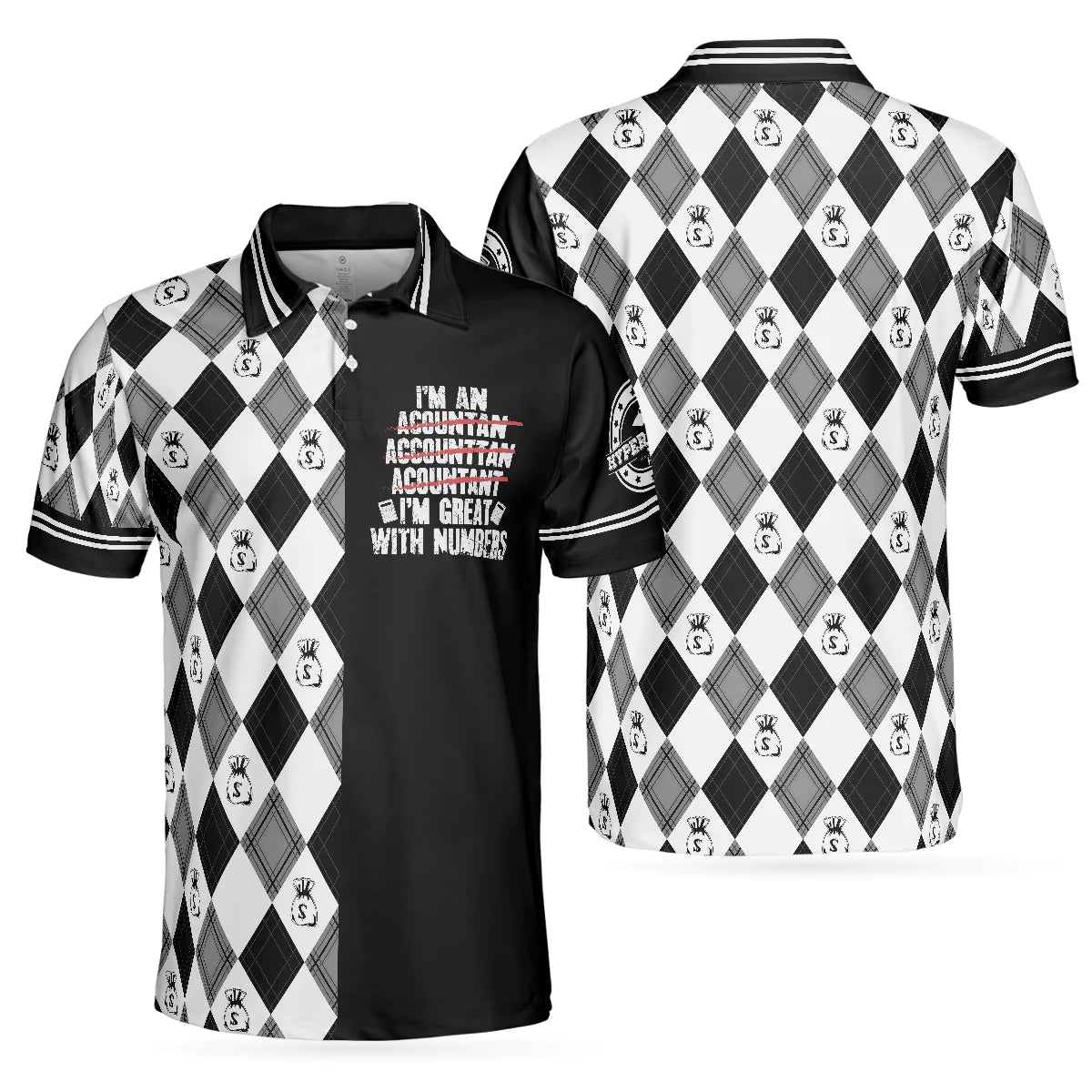 Argyle Pattern Accountant Men Polo Shirt, I'm An Accountant I'm Great With Numbers Shirt For Men, Gift For Accountant