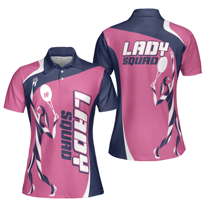 Tennis Lady Squad Short Sleeve Women Polo Shirt, Pink And Navy Polo Shirt For Female Tennis Players - Perfect Gift For Women, Ladies