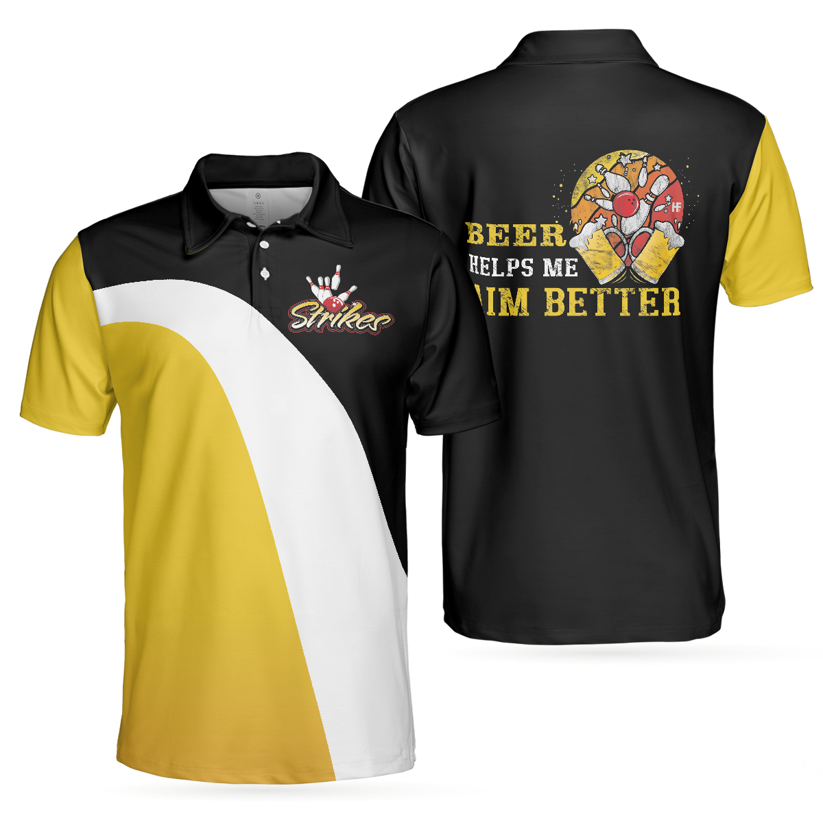 Simple Drinking Golf Men Polo Shirt, Beer Helps Me Aim Better Polo Shirt Design, Golf Gift Idea For Golfers