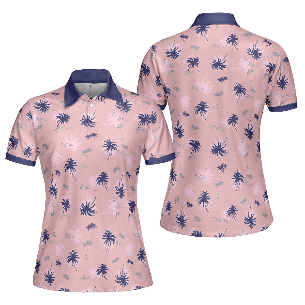 Tropical Palm Tree Pattern Shirt Short Sleeve Women Polo Shirt - Perfect Gift For Women