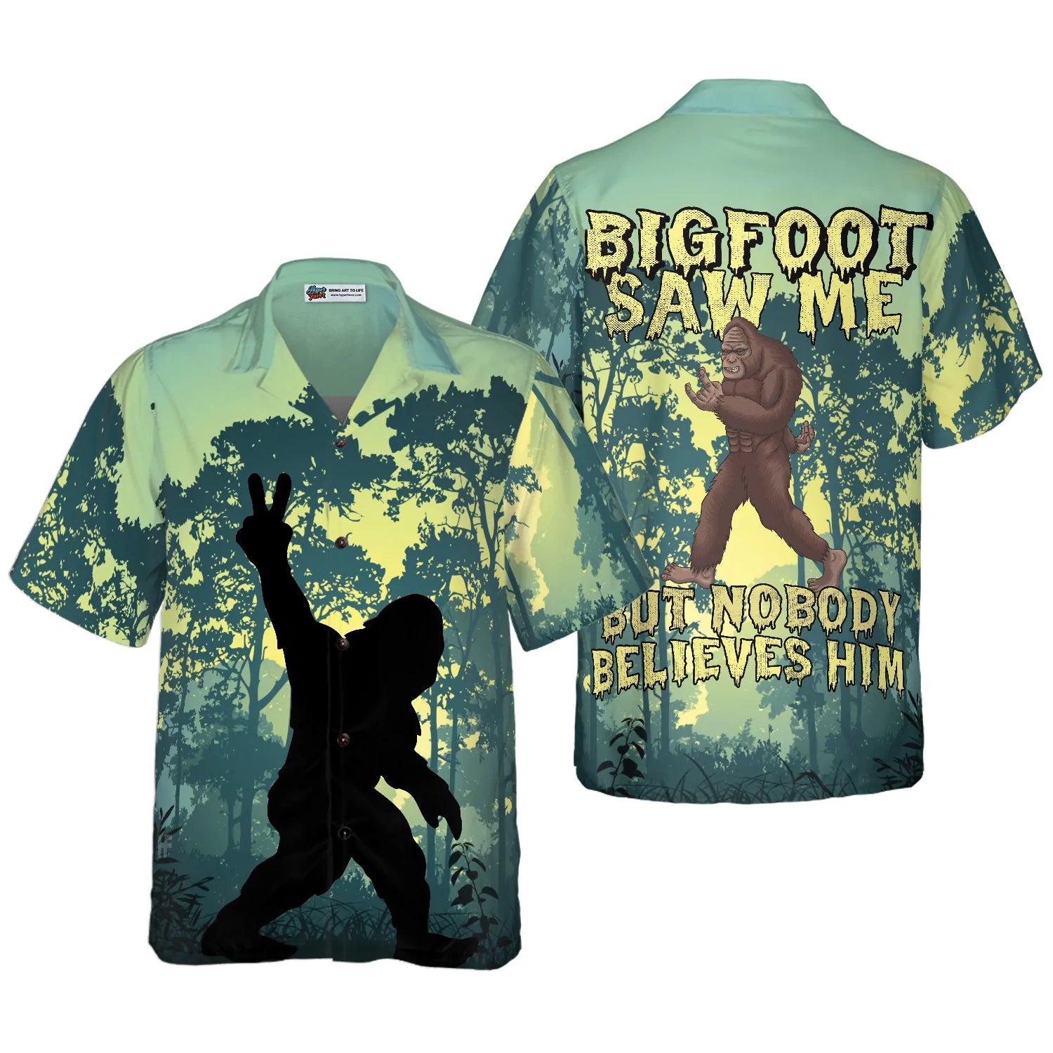 Bigfoot Saw Me Hawaiian Shirt, Bigfoot Tropical Summer Forest Aloha Shirt For Men, Perfect Gift For Summer, Bigfoot Lovers, Friends, Husband, Boyfriend, Family