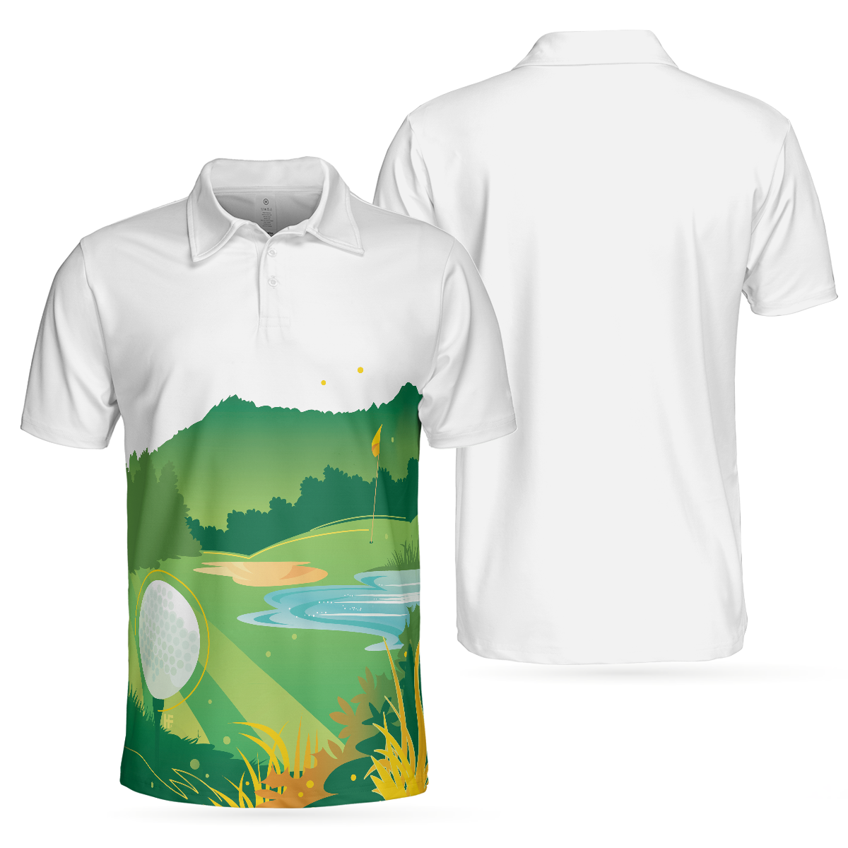 Green Golf Course Short Sleeve All Over Print Men Polo Shirt, Unique Golf Shirt For Men, Cool Gift For Golfers