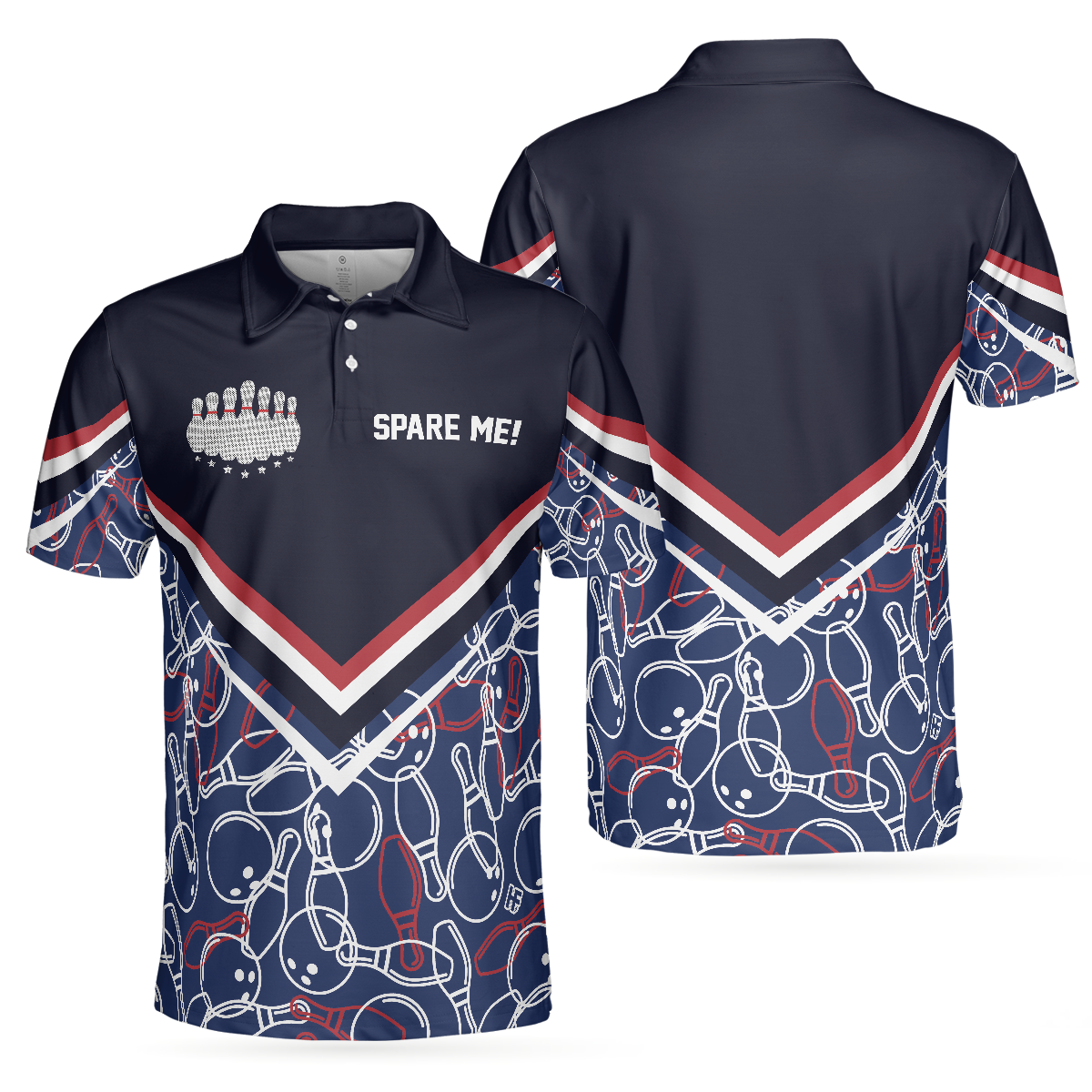 Spare Me Bowling Short Sleeve Polo Shirt, Bowling Ball And Pin Pattern Polo Shirt, Best Bowling Shirt For Men - Perfect Gift For Men, Bowlers