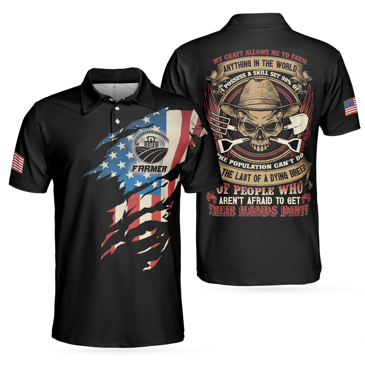 American Flag Farmer Men Polo Shirt, Farmer My Craft Allows Me To Farm Anything In The World Shirt For Men