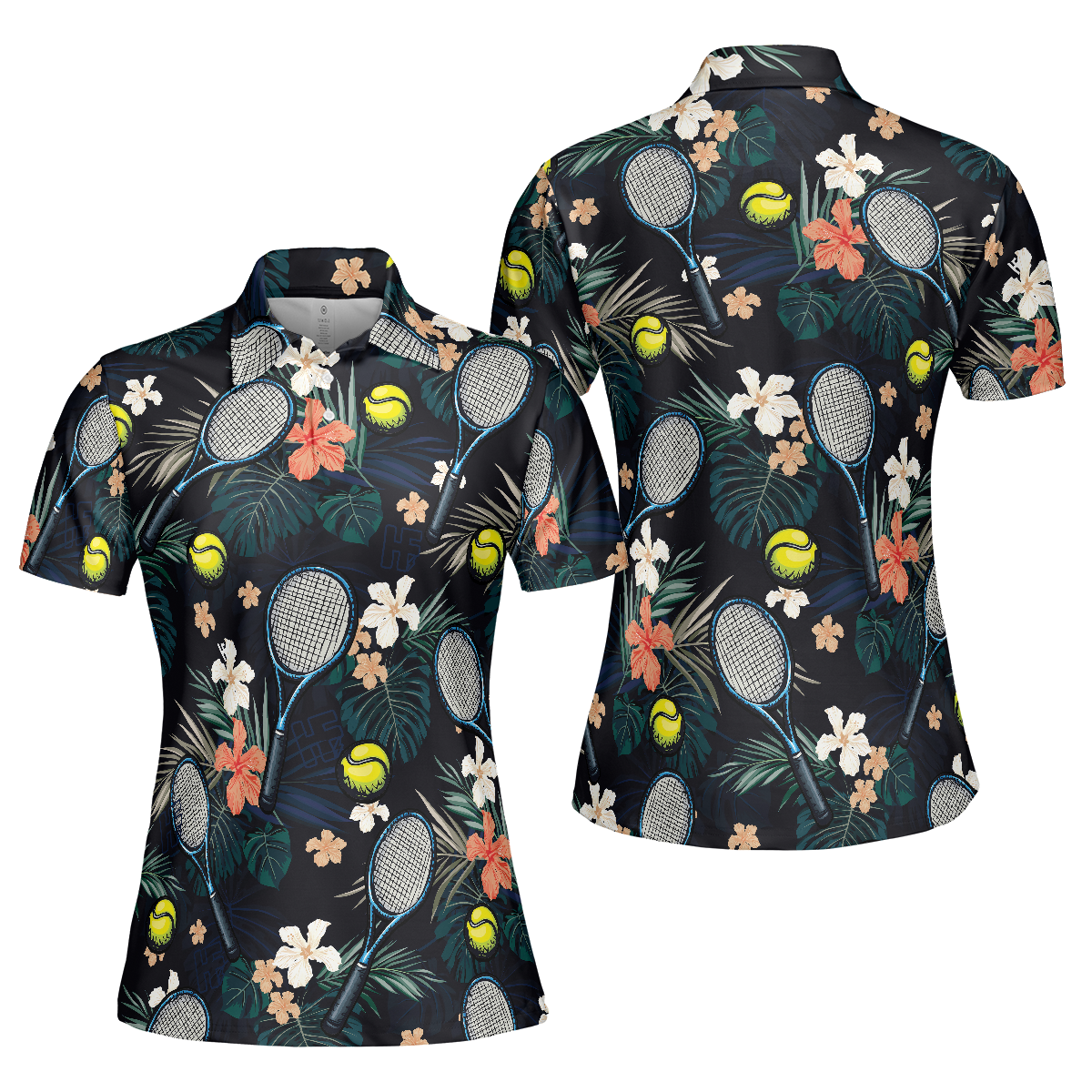 Tropical Floral Tennis Shirt For Women Short Sleeve Women Polo Shirt - Perfect Gift For Women