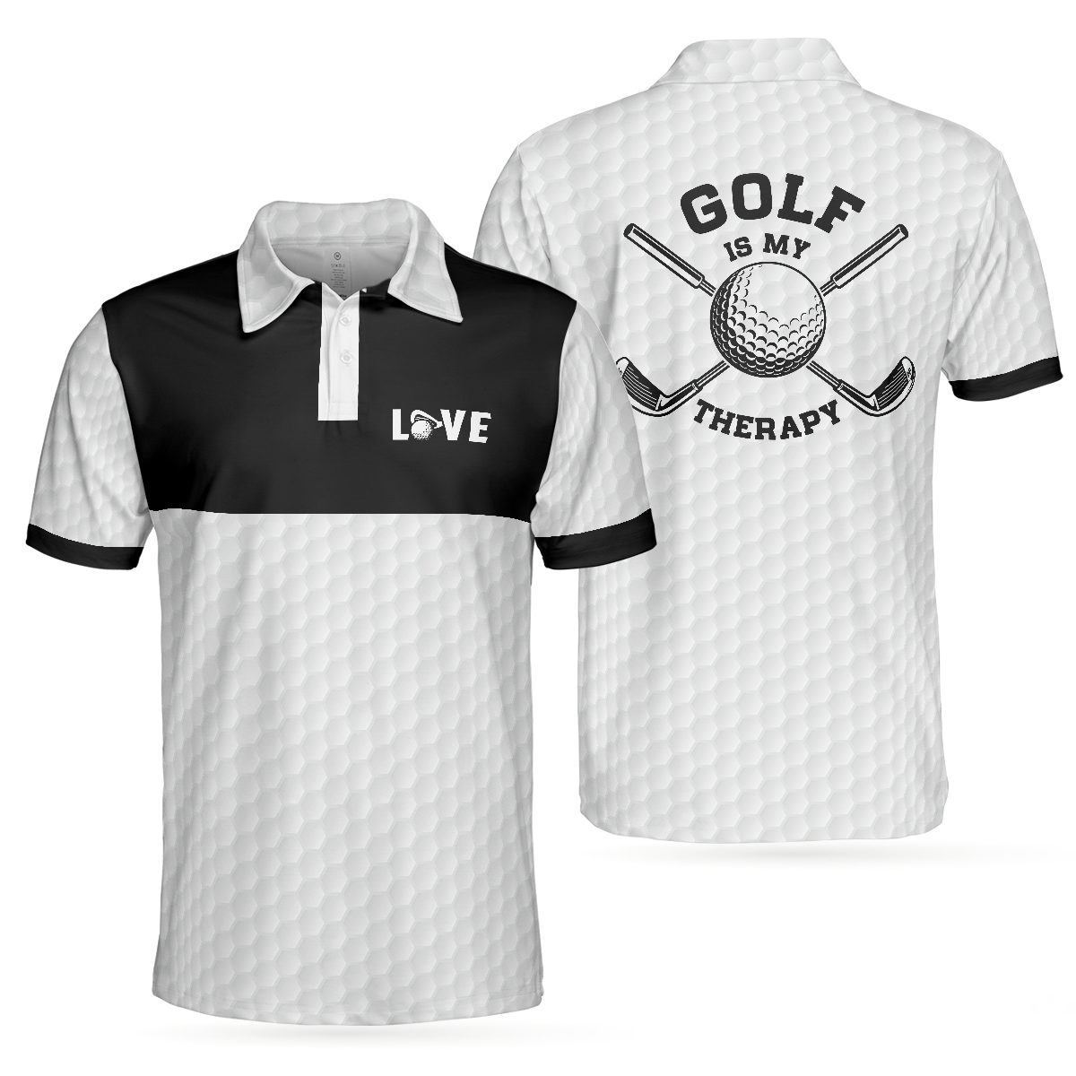 Golf Is My Therapy Golf Polo Shirt, Black And White Golf Love Polo Shirt, Best Golf Shirt For Men