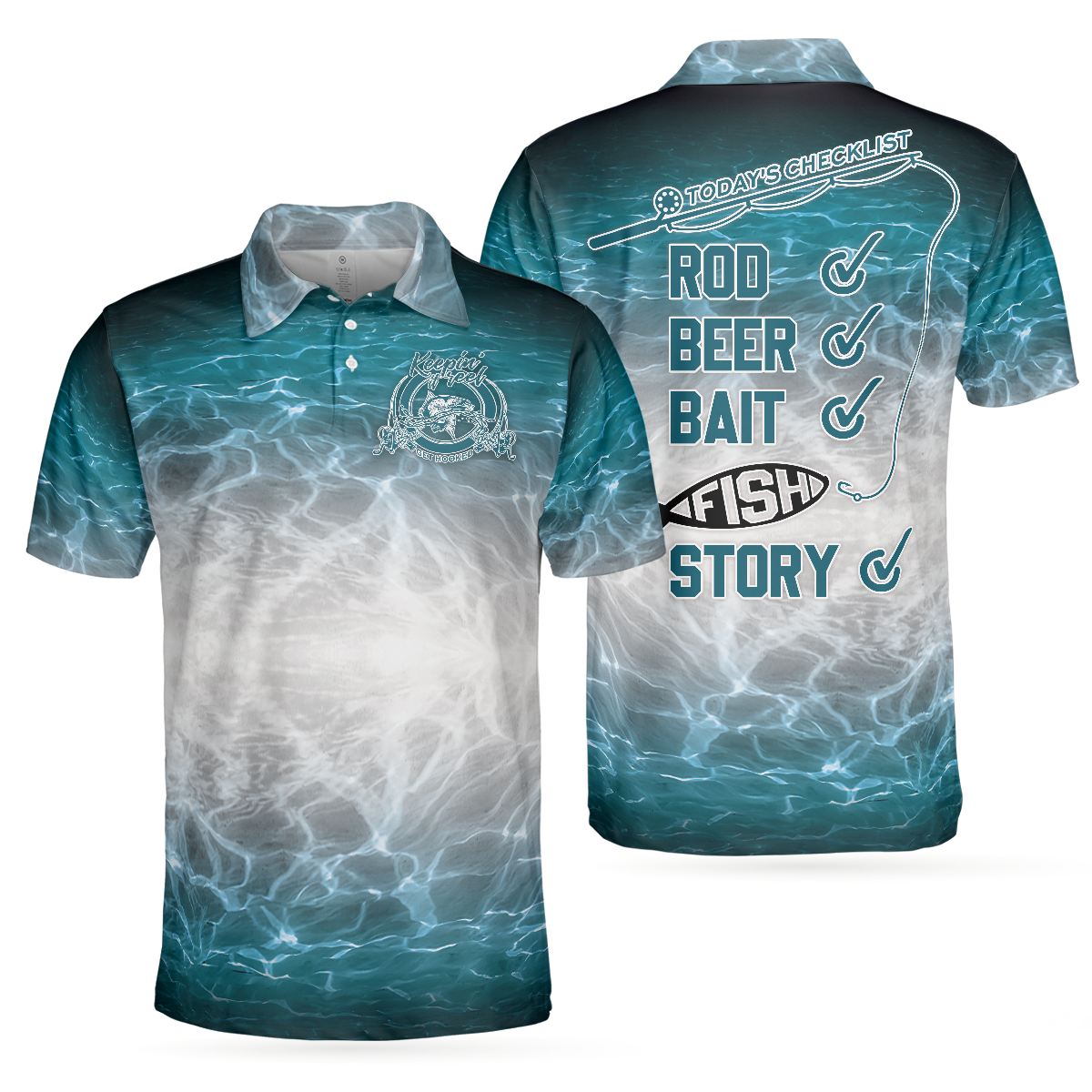 Best Ocean Fishing Men Polo Shirt, Fishing Checklist Rod Beer Bait Fish Story Shirt For Men, Gift For Fishing