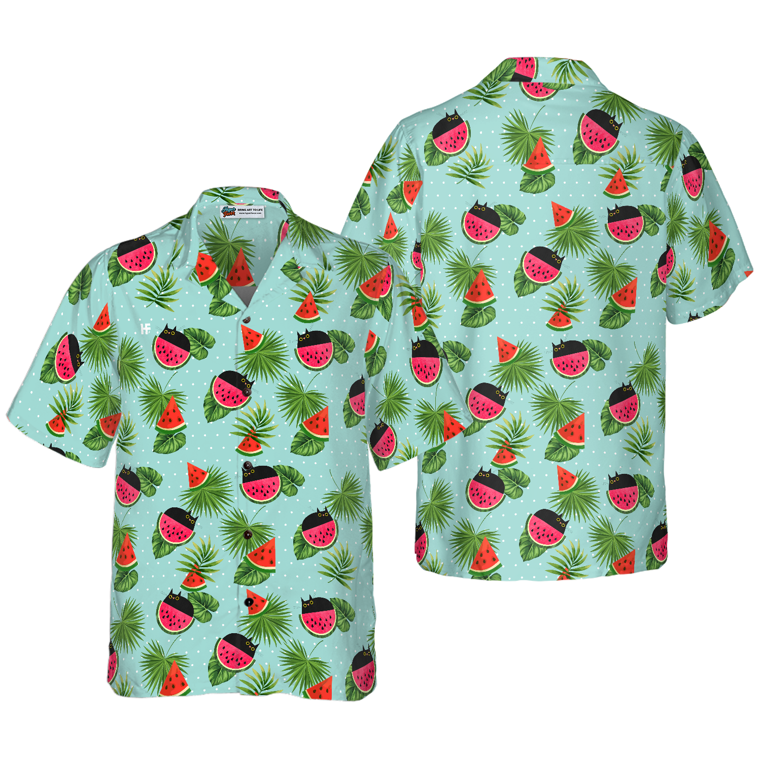 Black Cat Watermelon Hawaiian Shirt Cute Cat Christmas Shirt, Best Gift For Cat Lover, Friend, Family
