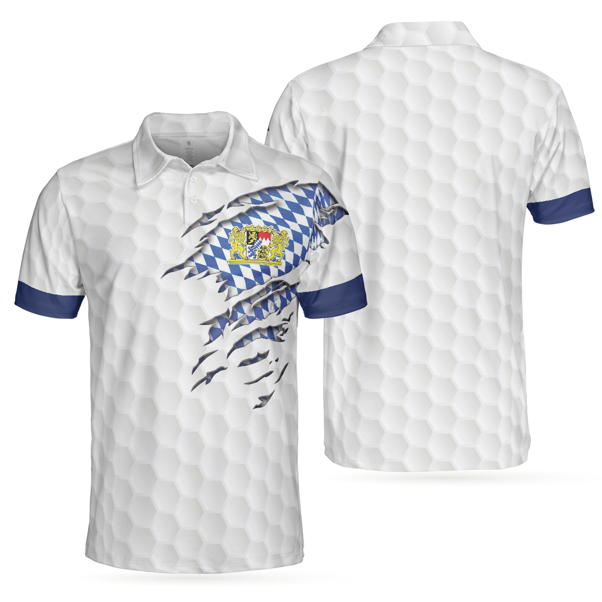 Bavaria Flag & Golf Ball Men Polo Shirt, Golf Ball Pattern Shirt For Men, Gift For Golfers