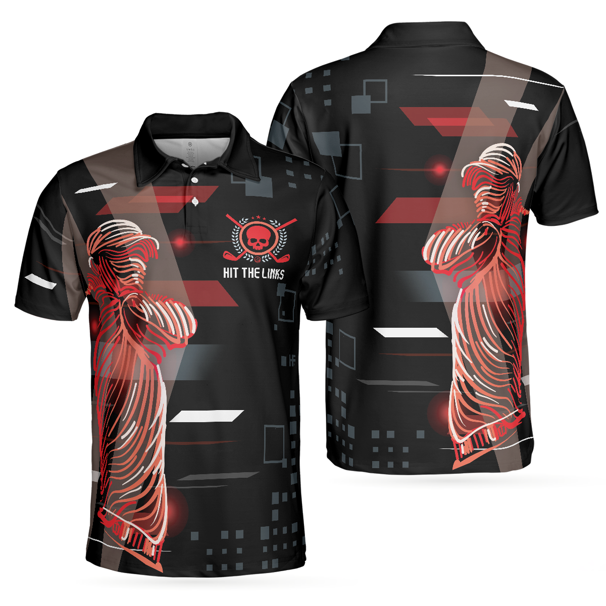 Can't Wait To Hit The Links Golf Digital Style Polo Shirt, Modern Skull Polo Shirt, Best Golf Shirt For Men