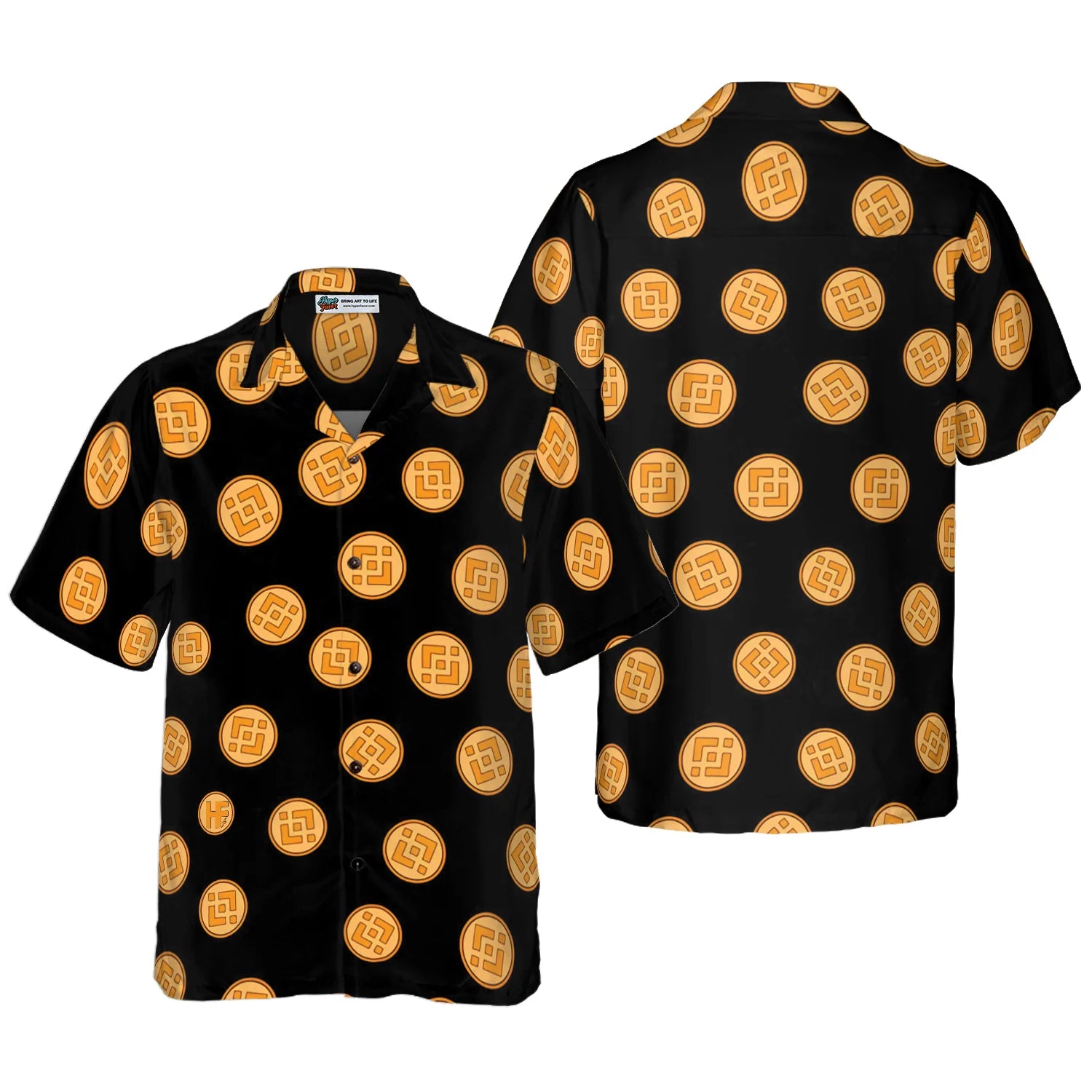 Binance Coin Logo Pattern Art Hawaiian Shirt, Best Gift For Husband, Boyfriend