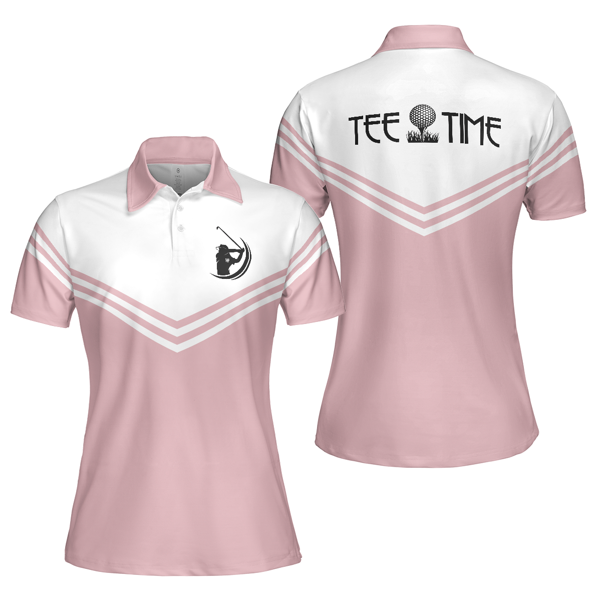 Tee Time Golf Short Sleeve Women Polo Shirt, White And Pink Golf Shirt For Ladies - Perfect Gift For Women, Ladies