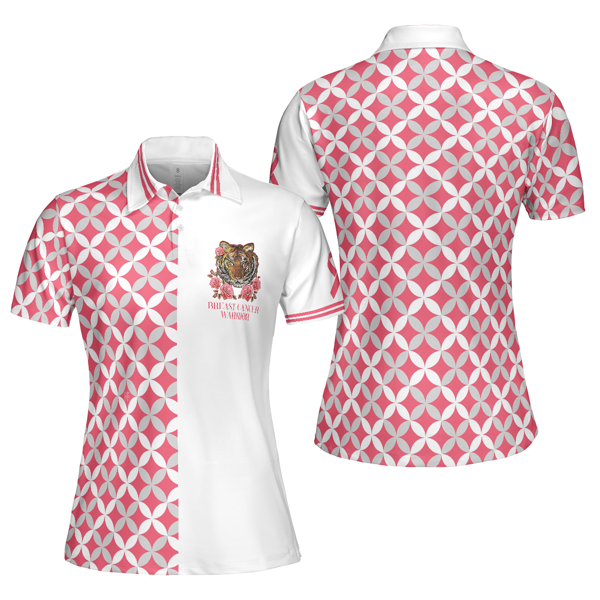 Breast Cancer Tiger Warrior Short Sleeve Women Polo Shirt, Thoughtful Gift For Breast Cancer Survivors