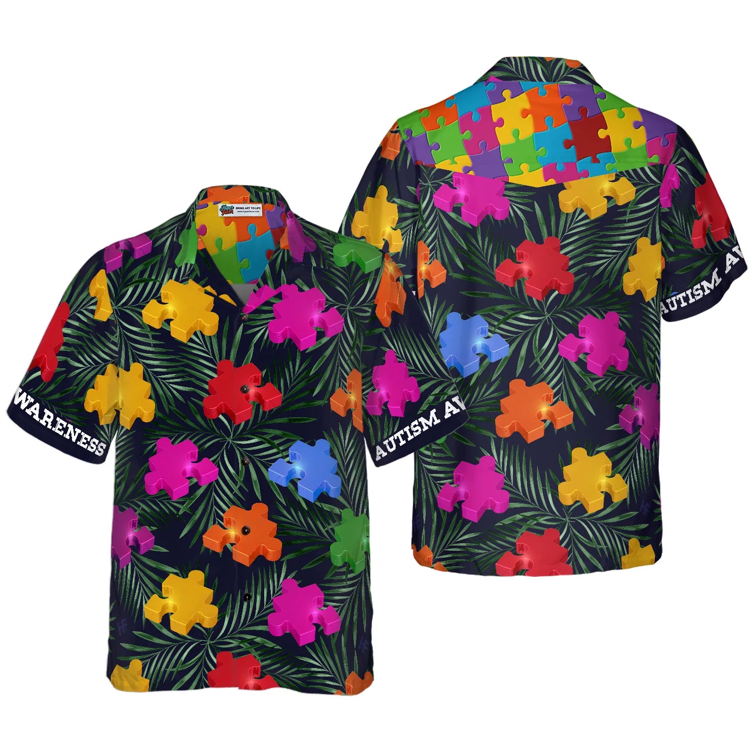 Autism Tropical Hawaiian Shirt, Puzzle Autism Awareness Symbol Aloha Shirt For Men & Women, Best Gift For Autism Awareness Month