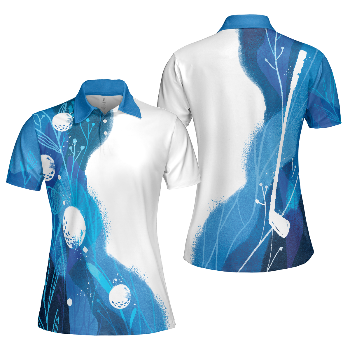 Golf Women Polo Shirt, Artistic Blue Golf Short Sleeve Women Polo Shirt, Best Gift For Golf Lovers