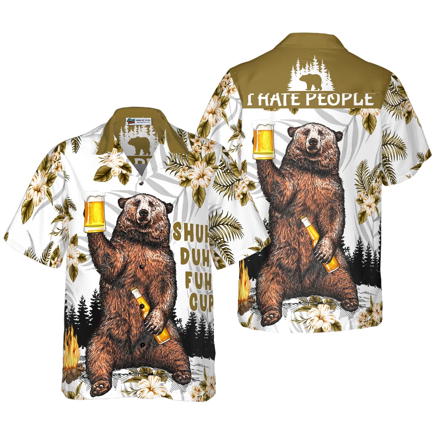 Bear Drinks Beer Hawaiian Shirt, Funny Camping Aloha Shirt For Men, Perfect Gift For Beer Lovers, Camping Lovers, Friends, Husband, Boyfriend, Family