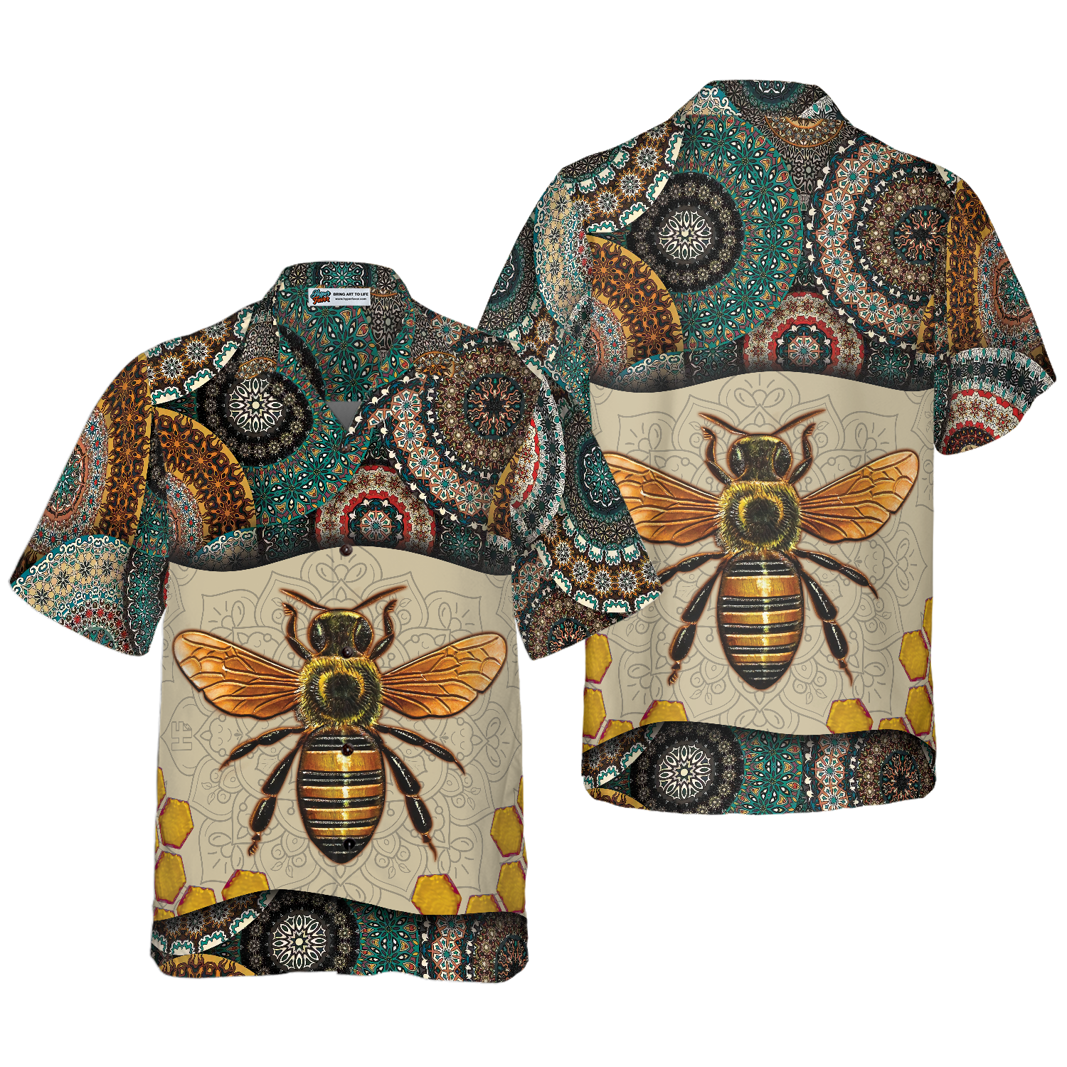 Boho Mandala Bee Hawaiian Shirt, Best Gift For Husband, Wife, Boyfriend, Girlfriend, Friend, Family