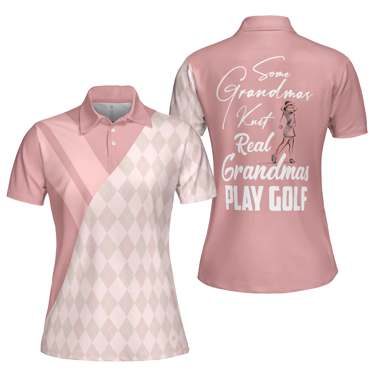 Lady Play Golf Women Polo Shirt, Some Grandmas Knit Real Women Polo Shirt, Light Pink Golf Shirt For Ladies - Perfect Gift For Women, Ladies