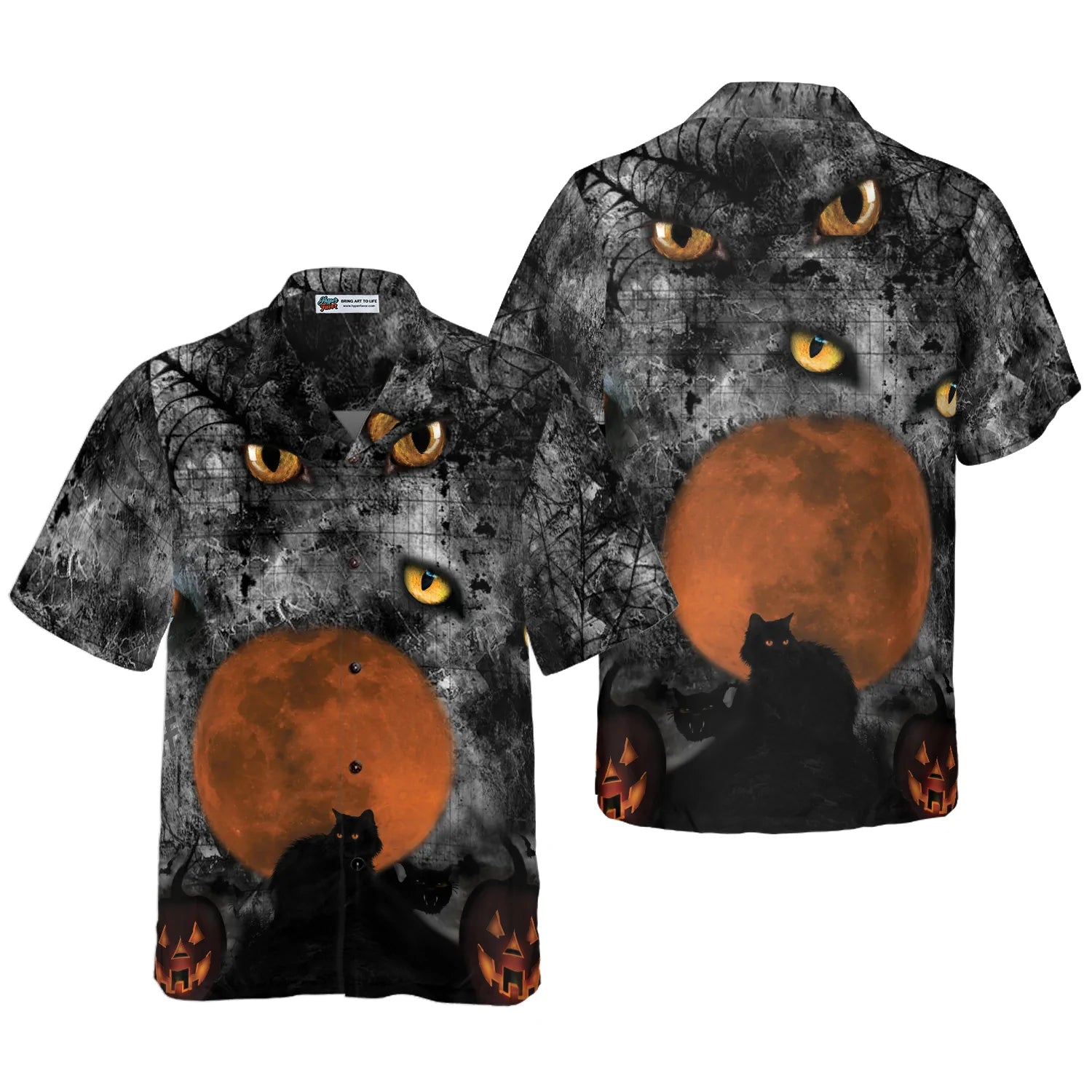 Black Cat Halloween Hawaiian Shirt, Hawaiian Shirt For Men And Women - Perfect Gift Husband, Wife, Boyfriend, Girlfriend, Family, Friends