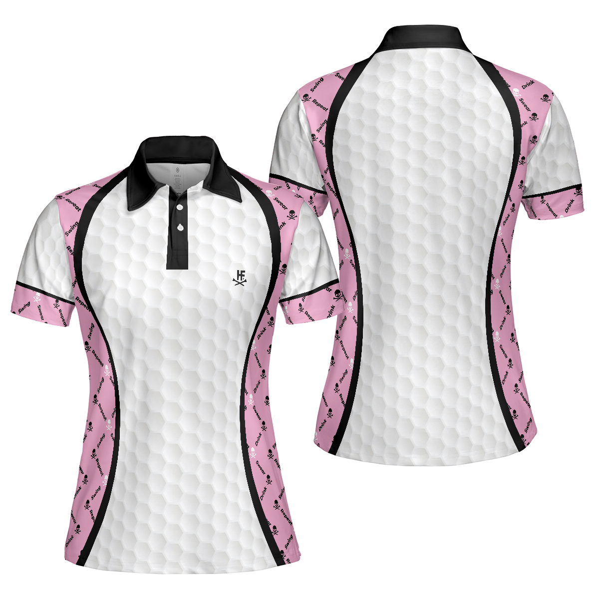 Golf Women Polo Shirt, Swing Swear And Repeat Golf Girl Life Golf Polo Shirt, Argyle Pattern Golf Shirt For Ladies - Perfect Gift For Women, Golfers