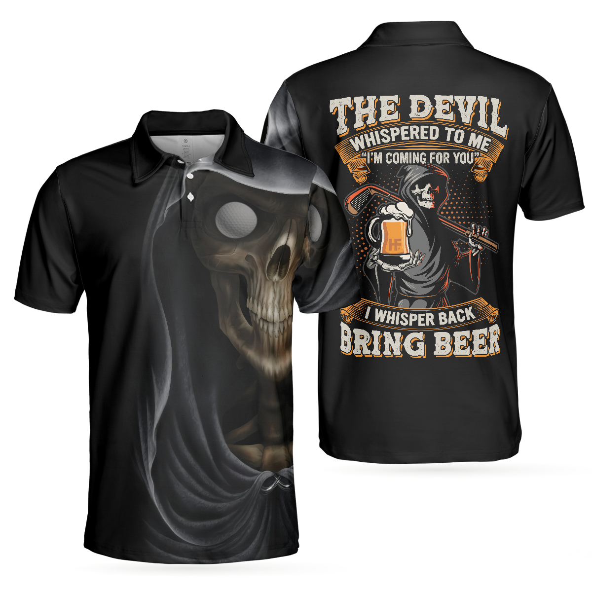 Golf Bring Beer Polo Shirt, Skull Drinking Golf Shirt For Male Golfers, Funny Golf Shirt With Sayings