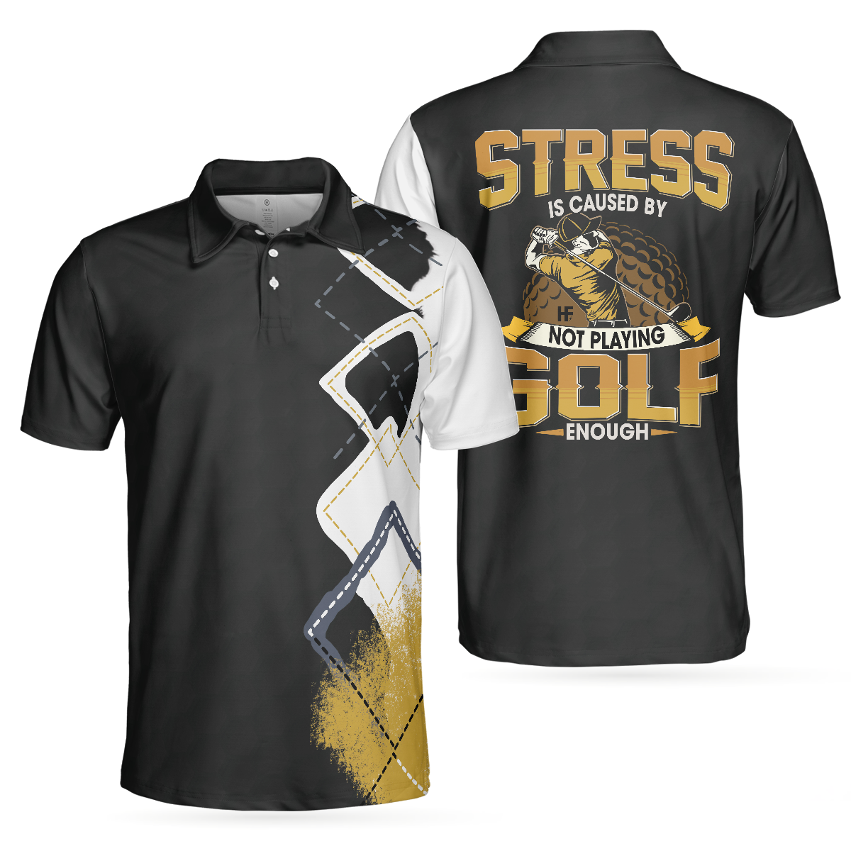 Golf Men Polo Shirt, Stress Is Caused Polo Shirt, Best Argyle Pattern Golf Shirt For Men, Colorful Golf Shirt - Perfect Gift For Men, Golfers