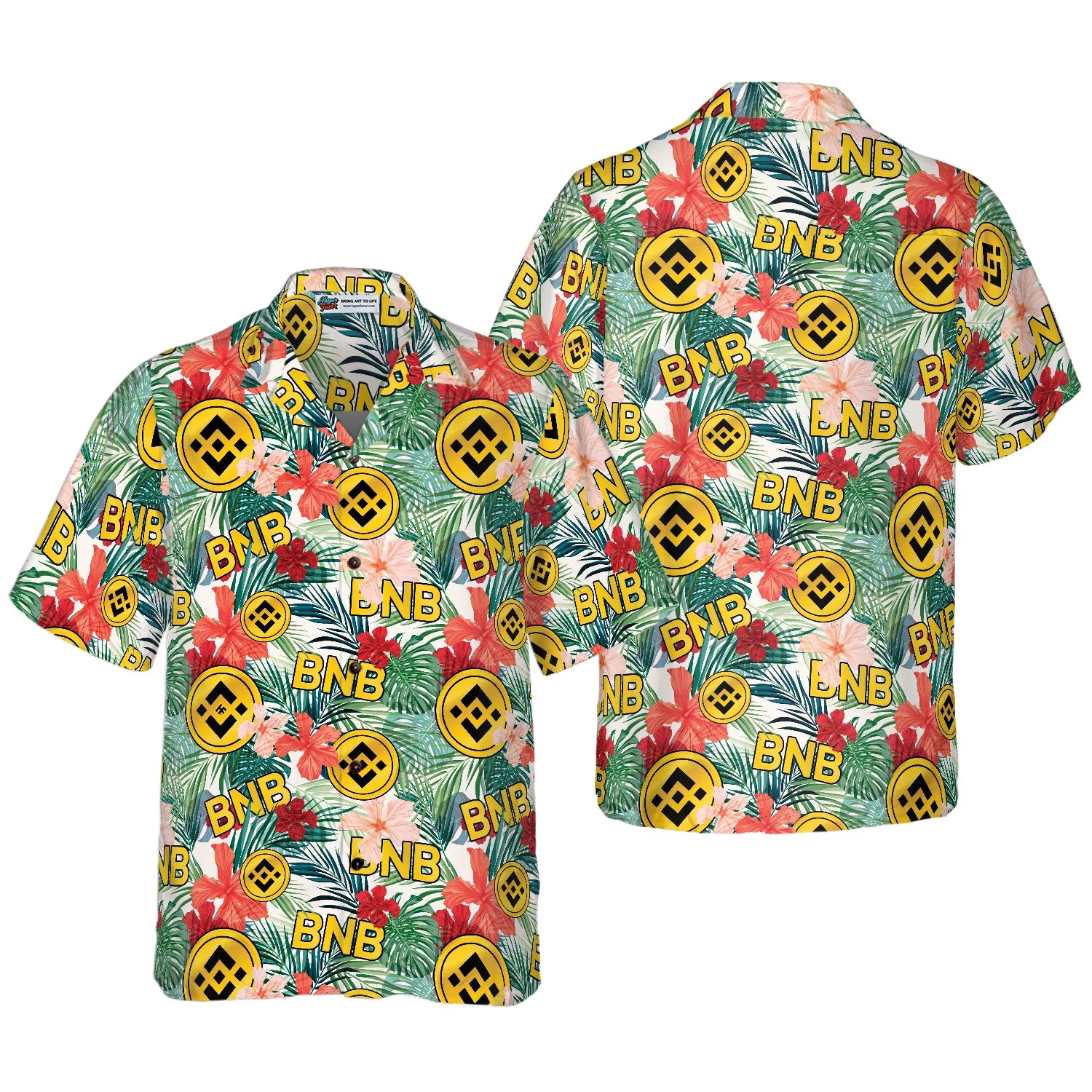 Binance Coin Tropical Flower Hawaiian Shirt, Aloha Shirt For Men And Women - Perfect Gift For Bitcoin Lovers, Family, Friends, Husband, Boyfriend